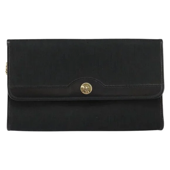 Christian Dior Trotter Canvas Chain Shoulder Bag Black Gold Auth - Picture 12 of 15